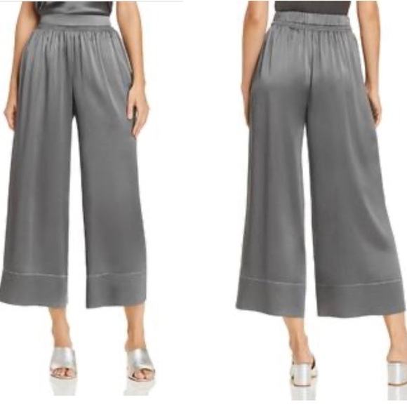 THEORY Womens Gray Silk Smocked Gathered Pull-on Culottes Sz S - Picture 3 of 12